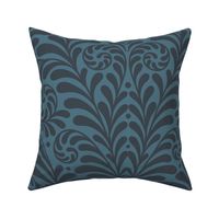 Damask Gothic Fern in teal lead jumbo 24 wallpaper scale by Pippa Shaw