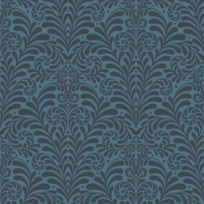 Damask Gothic Fern in teal lead XL 12 wallpaper scale by Pippa Shaw