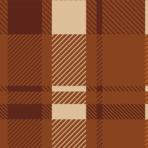 Preppy Plaid | Large Scale | Burnt Umber, Medium Brown, Rust Orange