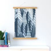 Winter forest // large jumbo scale // pastel and nile blue faux textured cozy pine trees