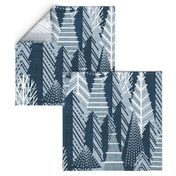 Winter forest // large jumbo scale // pastel and nile blue faux textured cozy pine trees