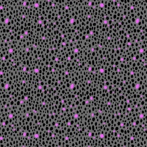 Black and Pink Cheetah Spots on Gray Background Small Scale