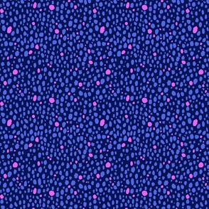 Blue and Pink Cheetah Spots on Navy Background Small Scale