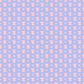 (XXS) Sleepy Bunny on Blue & Pink Abstract Geometric Background