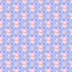 (XS) Sleepy Bunny on Blue & Pink Abstract Geometric Background