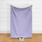 (S) Sleepy Bunny on Blue & Pink Abstract Geometric Background