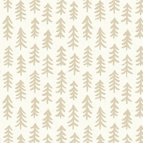Small Scale // Pine Trees// Ivory Ecru// Neutral Christmas