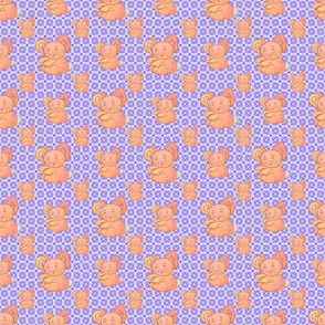 (S) Sleepy Bunny on Purple & Teal Abstract Geometric Background