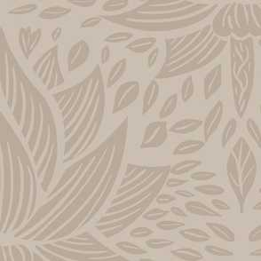 stylized lotus flowers. beige background with Warm brown flowers and ornaments - large scale