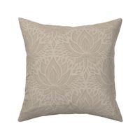 stylized lotus flowers. beige background with Warm brown flowers and ornaments - small scale
