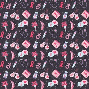Small Breast Cancer Awareness Symbols on Gray