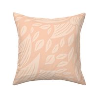 stylized lotus flowers. Peach / Apricot background with lighter flowers and ornaments - large scale