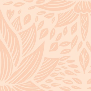 stylized lotus flowers. lighter background with peach / Apricot flowers and ornaments - large scale