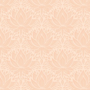 stylized lotus flowers. lighter background with peach / Apricot flowers and ornaments - small scale