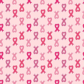 Small Breast Cancer Awareness Pink Ribbon Hearts on Light Pink