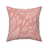 stylized lotus flowers. Broken red / pink background with lighter flowers and ornaments - large scale