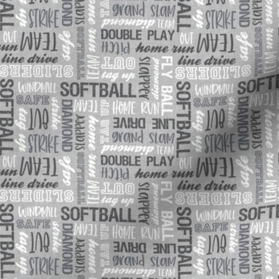 (small scale) all things softball - softball typography - multi grey  - LAD23