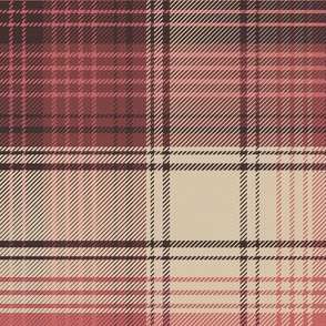 Detailed Plaid - Pink, Tan, Brown - Large