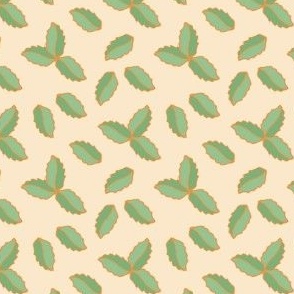 Green leaves on orange for quilting, larger scale for quilting or sewing projects