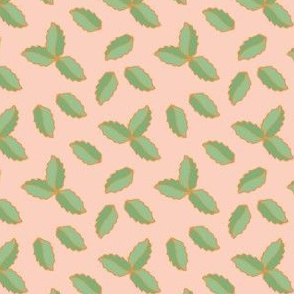 Green leaves on peach for quilting, larger scale for quilting or sewing projects
