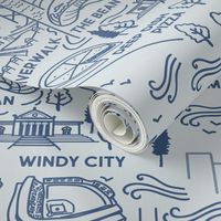 Chicago Adventure Hand Drawn // navy lines on light blue background