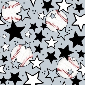 Large Scale Team Spirit Baseballs and Stars in Chicago White Sox Black and Silver 