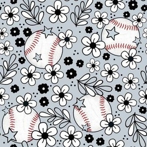 Medium Scale Team Spirit Baseball Floral in Chicago White Sox Black and Silver