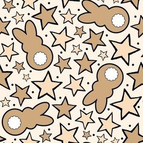Bigger Scale Easter Bunnies and Stars Tan