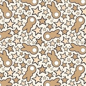 Smaller Scale Easter Bunnies and Stars Tan