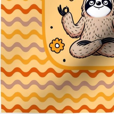 14x18 Panel Zen As Fuck Sarcastic Sloths in Orange Yellow for DIY Garden Flag Small Wall Hanging or Tea Towel