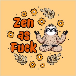 18x18 Panel Zen As Fuck Sarcastic Sloth in Yellow Orange for DIY Throw Pillow Cushion Cover Tote Bag 