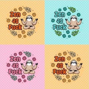 Zen as Fuck Sloths 4x4 Patchwork Cheater Quilt Squares Peel and Stick Wallpaper Swatch Stickers Patches Small Crafts
