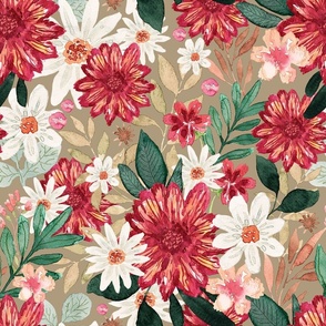 Autumnal Elegance, Hand Painted  Fall Florals, Jumbo