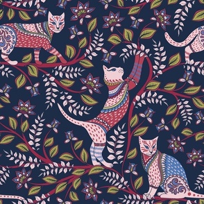 Cats in the oriental style. Reduced scale.