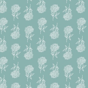 Woodland Blossoms on Mint Background