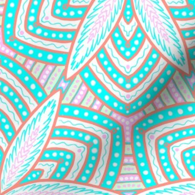 Soothing mandala aqua and peach