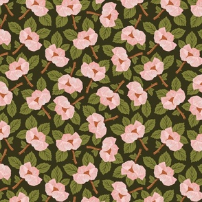 Christmas Rose | Md Pink on Darkest Green