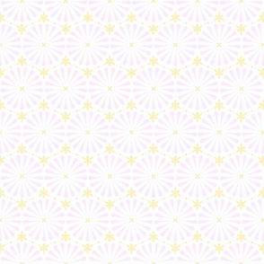 Pale pink and yellow daisy chain on white