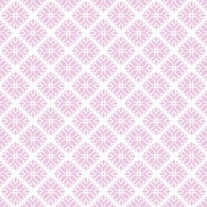 Abstract florals in a geometric tile grid layout in White and Pink