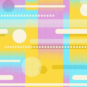 Gradient Abstract Lines and Dots / Serene Bright Cosmic Color Version / Large Scale or Wallpaper