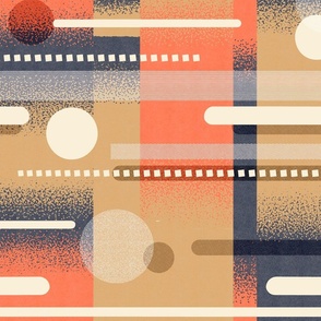 Gradient Abstract Lines and Dots / Neutral Orange and Brown Version / Large Scale or Wallpaper