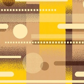 Gradient Abstract Lines and Dots / Serene Neutral Yellow and Brown Version / Medium Scale