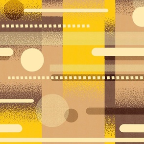 Gradient Abstract Lines and Dots / Serene Neutral Yellow and Brown Version / Large Scale or Wallpaper