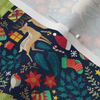 Colorful Christmas tree and deer toile small