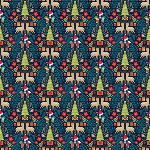 Colorful Christmas tree and deer toile small