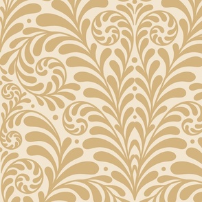 Damask Morris Fern jumbo 24 wallpaper scale in golden sand by Pippa Shaw