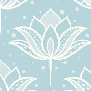 Large Scale // Pure lotus flower // Serenity blue background