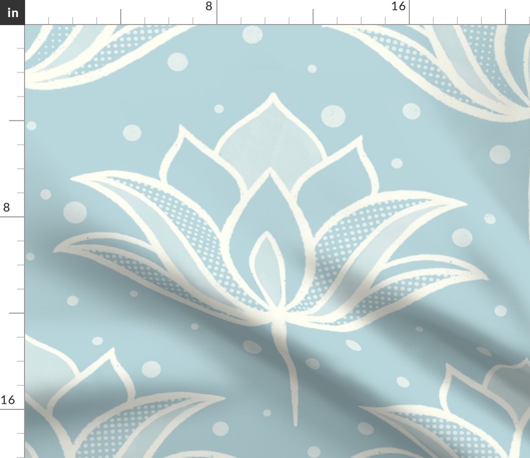 Large Scale // Pure lotus flower // Serenity blue background