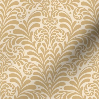 Damask Morris Fern large 8 wallpaper scale in golden sand by Pippa Shaw