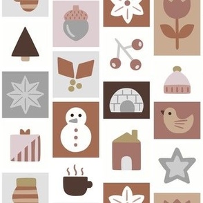 Christmas blocks - Christmas stamps taupe and brown